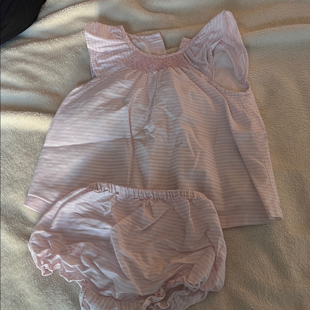 Janie and Jack Pink Striped Diaper Cover Set